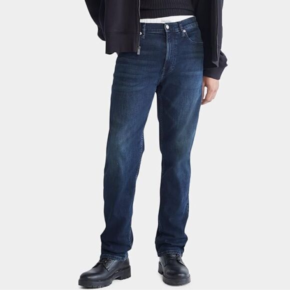 CALVIN KLEIN Straight Distressed Blue Jeans | Size 34 x 32 - Picture 1 of 10